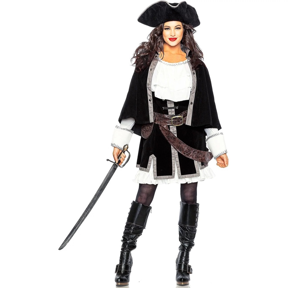 Sailor Captain Costume for Adults  Includes a Mini Dress,Hat,Cape,Belt